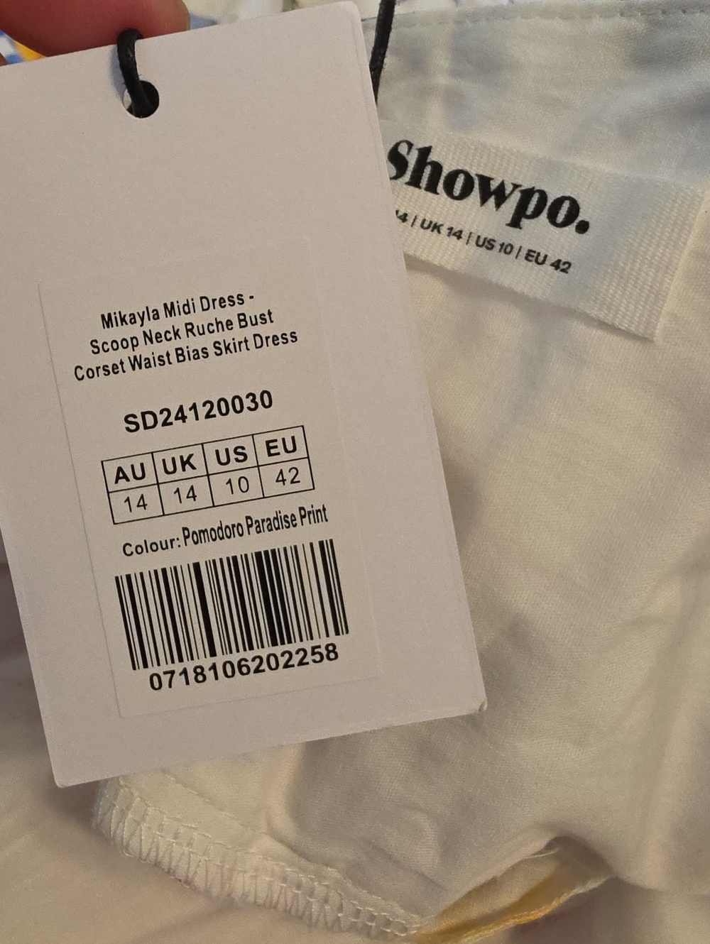 Showpo Midi Dress Scoop Neck Ruche Bust Corset Waist Bias Skirt Dress Size 10,14 - Picture 12 of 12
